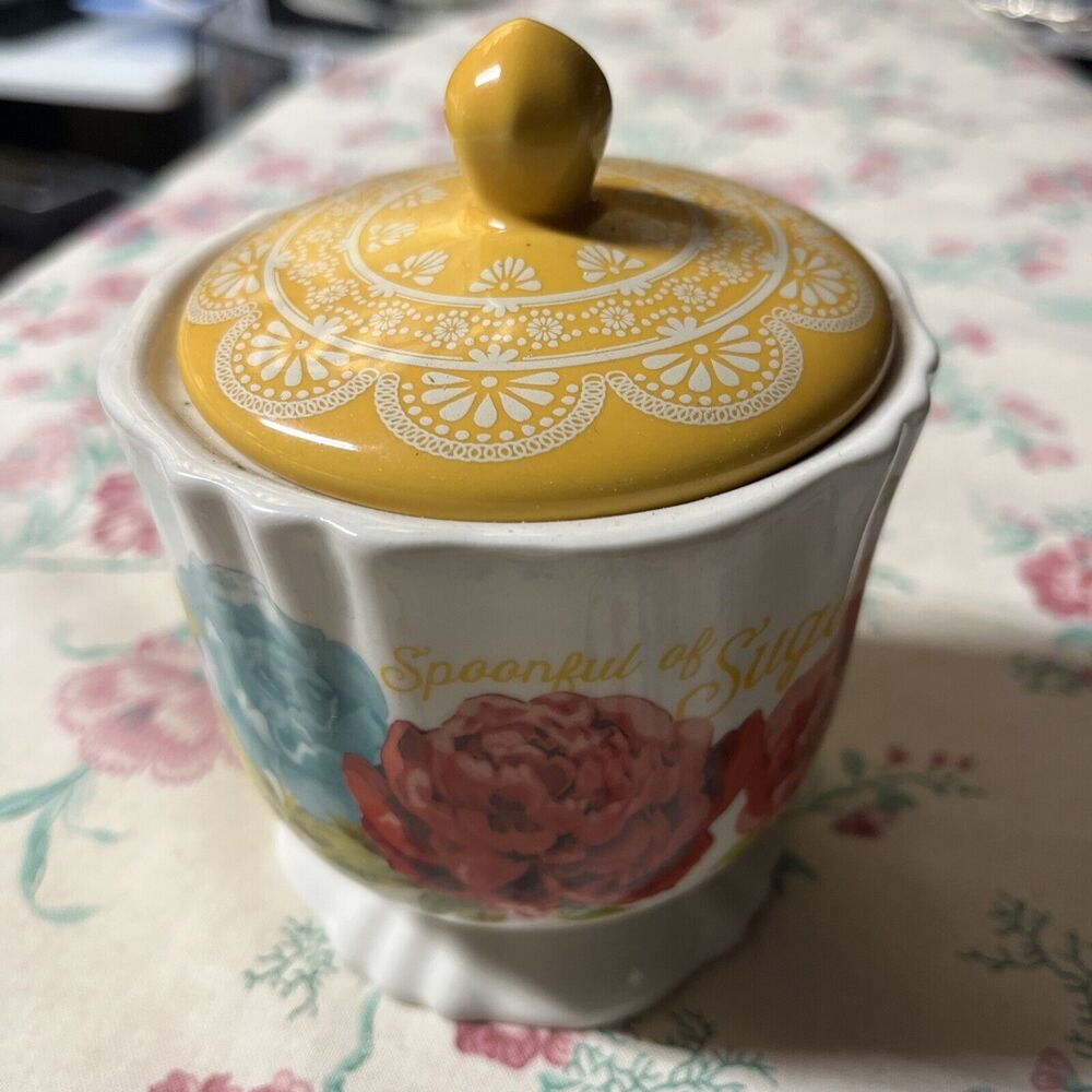 The Pioneer Woman Blossom Jubilee “Spoonful Of Sugar” Lidded Bowl Floral Cottage